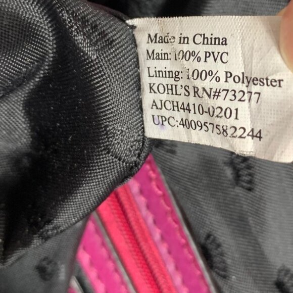 JUICY COUTURE Hot Pink Faux Leather Crossbody Bag Crown Logo Side Drawstrings - Picture 7 of 10